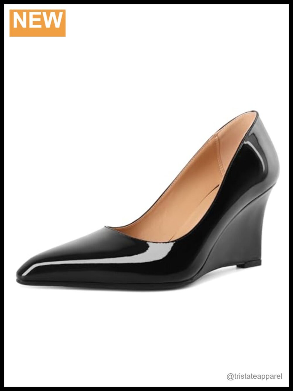 Women's Pointed Closed Toe Slip On High Heel Wedges 3.5 Inch Wedding Pumps